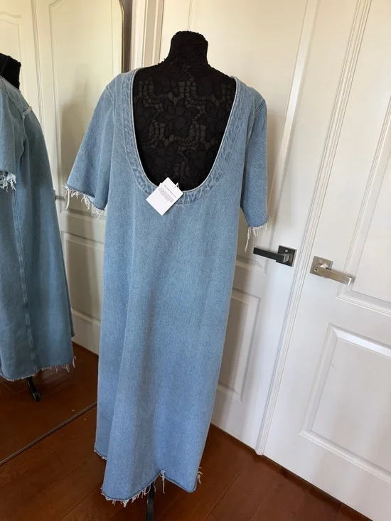Ganni Light Blue Denim Backless Midi Dress - Picture 4 of 5